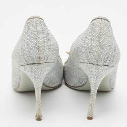 Nicholas Kirkwood Grey Raffia  Hexagon Pointed Toe Pumps Size 38