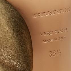 Pre Owned Nicholas Kirkwood Metallic Gold Foil Leather D'arcy Ruched Ankle Booties Size 38.5