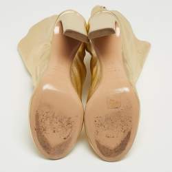 Pre Owned Nicholas Kirkwood Metallic Gold Foil Leather D'arcy Ruched Ankle Booties Size 38.5