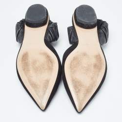 Nicholas Kirkwood Black Suede and Leather Slingback Flats Size 40