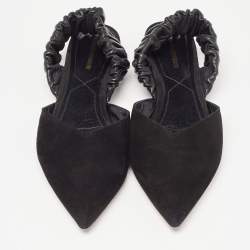 Nicholas Kirkwood Black Suede and Leather Slingback Flats Size 40