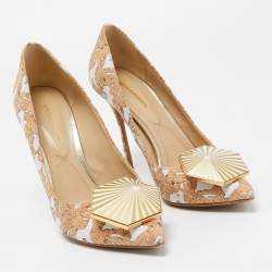 Nicholas Kirkwood Brown/White Cork and Fabric Eden Pumps Size 37.5