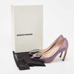 Nicholas Kirkwood Purple Satin Eden Embellished Pumps Size 37