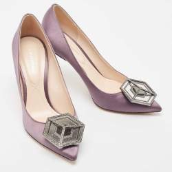 Nicholas Kirkwood Purple Satin Eden Embellished Pumps Size 37