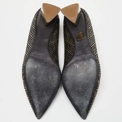 Pre Owned Nicholas Kirkwood Black/Gold Diamond Quilt Jacquard Pointed Toe Pumps Size 39