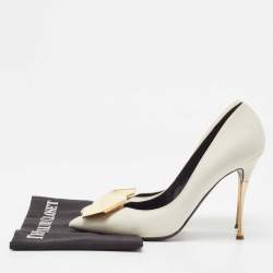 Nicholas Kirkwood White Leather Hexagon Pointed Toe Pumps Size 39