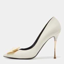 Nicholas Kirkwood White Leather Hexagon Pointed Toe Pumps Size 39
