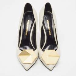Nicholas Kirkwood White Leather Hexagon Pointed Toe Pumps Size 39
