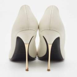 Nicholas Kirkwood White Leather Hexagon Pointed Toe Pumps Size 39