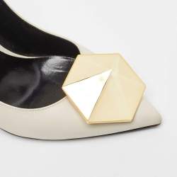 Nicholas Kirkwood White Leather Hexagon Pointed Toe Pumps Size 39