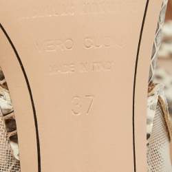 Nicholas Kirkwood Cream/Brown Leather and Mesh Sandals Size 37