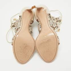 Nicholas Kirkwood Cream/Brown Leather and Mesh Sandals Size 37