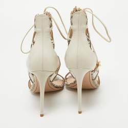 Nicholas Kirkwood Cream/Brown Leather and Mesh Sandals Size 37