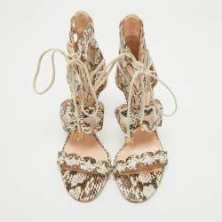 Nicholas Kirkwood Cream/Brown Leather and Mesh Sandals Size 37