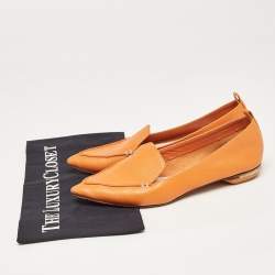 Pre Owned Nicholas Kirkwood Orange Leather Beya Smoking Slippers Size 37.5