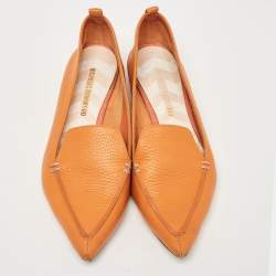 Pre Owned Nicholas Kirkwood Orange Leather Beya Smoking Slippers Size 37.5