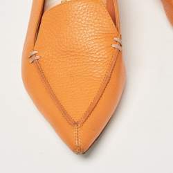 Pre Owned Nicholas Kirkwood Orange Leather Beya Smoking Slippers Size 37.5