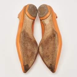 Pre Owned Nicholas Kirkwood Orange Leather Beya Smoking Slippers Size 37.5