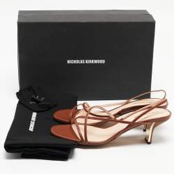 Pre Owned Nicholas Kirkwood Brown Leather Slingback Sandals Size 38.5