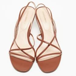 Pre Owned Nicholas Kirkwood Brown Leather Slingback Sandals Size 38.5