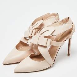 Nicholas Kirkwood Pink Leather Pointed Ankle Strap Sandals Size 38.5