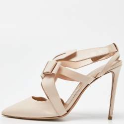 Nicholas Kirkwood Pink Leather Pointed Ankle Strap Sandals Size 38.5