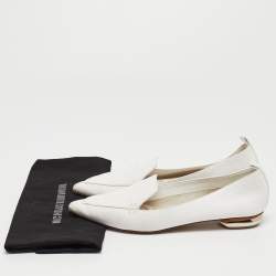 Pre Owned Nicholas Kirkwood White Leather Beya Smoking Slippers Size 38.5