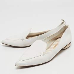 Pre Owned Nicholas Kirkwood White Leather Beya Smoking Slippers Size 38.5