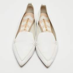 Pre Owned Nicholas Kirkwood White Leather Beya Smoking Slippers Size 38.5