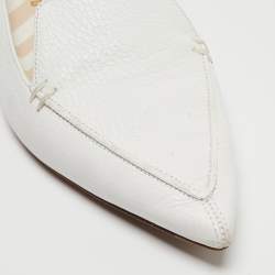 Pre Owned Nicholas Kirkwood White Leather Beya Smoking Slippers Size 38.5