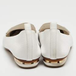 Pre Owned Nicholas Kirkwood White Leather Beya Smoking Slippers Size 38.5