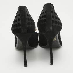 Nicholas Kirkwood Black Velvet and Mesh Embellished Hexagon Buckle Pumps Size 39