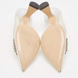 Nicholas Kirkwood Silver Leather and Mesh Monstera Pumps Size 39