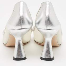 Nicholas Kirkwood Silver Leather and Mesh Monstera Pumps Size 39