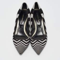 Pre Owned Nicholas Kirkwood Black/Grey Chevron Suede Block Heel Pumps Size 37