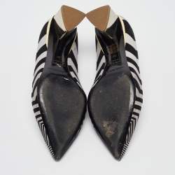 Pre Owned Nicholas Kirkwood Black/Grey Chevron Suede Block Heel Pumps Size 37