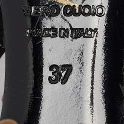 Pre Owned Nicholas Kirkwood Black/Grey Chevron Suede Block Heel Pumps Size 37