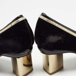 Nicholas Kirkwood Black/Gold Suede and Leather Pointed Toe Pumps Size 37