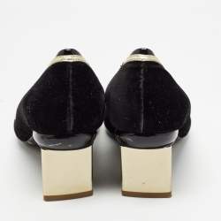 Nicholas Kirkwood Black/Gold Suede and Leather Pointed Toe Pumps Size 37