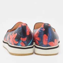 Nicholas Kirkwood Multicolor Floral Print Leather Alona Smoking Slipper Size 37