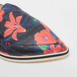 Nicholas Kirkwood Multicolor Floral Print Leather Alona Smoking Slipper Size 37
