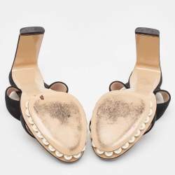Nicholas Kirkwood Black Suede Faux Pearl Platform Slide Sandals Size 40