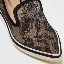 Nicholas Kirkwood Black Lace Alona Smoking Slippers Size 36