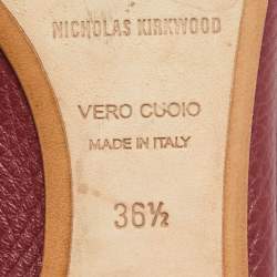 Pre Owned Nicholas Kirkwood Burgundy Leather Beya Loafers Size 36.5