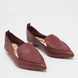 Pre Owned Nicholas Kirkwood Burgundy Leather Beya Loafers Size 36.5