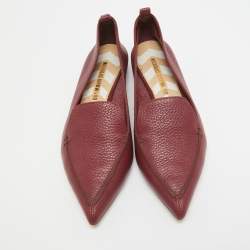 Pre Owned Nicholas Kirkwood Burgundy Leather Beya Loafers Size 36.5