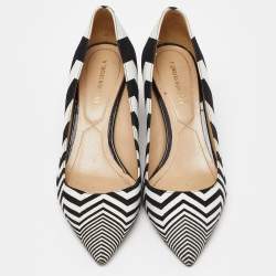 Nicholas Kirkwood White/Black Suede Pointed Toe Block Heel Pumps Size 37