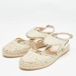 Nicholas Kirkwood Gold Lace and Mesh Espadrilles Slingback Flats Size 36