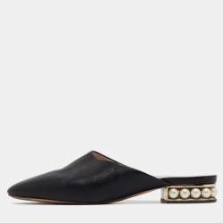 Nicholas Kirkwood Black Leather Casati Flat Mules Size 36