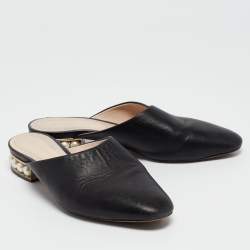 Nicholas Kirkwood Black Leather Casati Flat Mules Size 36